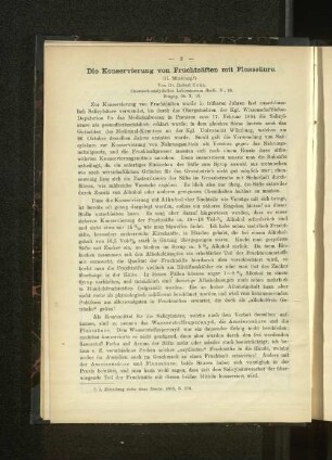 Die Konservierung von Fruchtsäften mit Flusssäure.