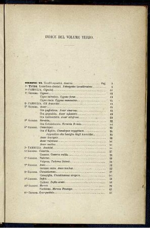 Indice Del Volume Terzo.