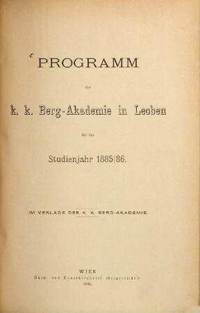 Programm : für das Studienjahr .... 1885/86 (1885)