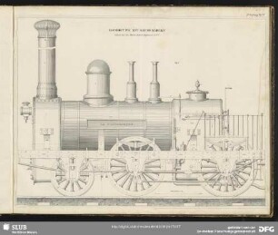 Taf. 17. Locomotive mit sechs Rädern erbauet von den Herrn Robert Stephenson et C"ie