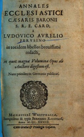 Annales Ecclesiastici Caesaris Baronii S. R. E. Card., 1