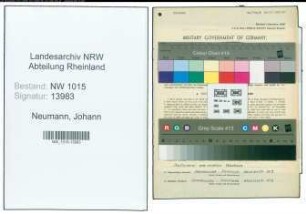 Entnazifizierung Johann Neumann , geb. 01.07.1889 (Polizeimeister)