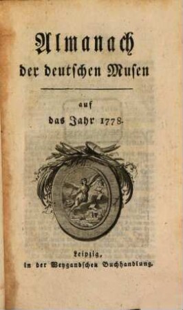 Almanach der deutschen Musen : auf das Jahr ... 1778
