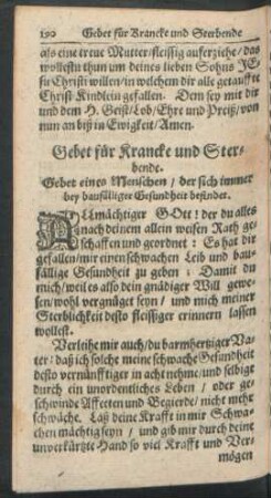 Gebet für Krancke und Sterbende.
