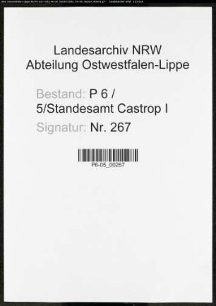 Sterberegister Standesamt Castrop-Rauxel Castrop I