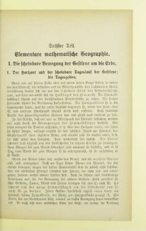 Sechster Teil. Elementare mathematische Geographie