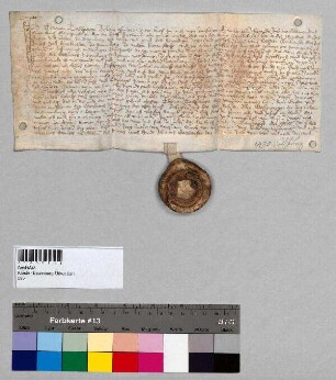 Freistiftsrevers des Thomas Dachsberger gegenüber Andreas Mautner, Kustos und Chorherr zu Baumburg, für das ihm mit Zustimmung des Propstes Kaspar Ebenhauser von Baumburg verliehene Gut in Haßmoning, genannt die Baumgarthube, gelegen in der Kreuztracht Irsing, auf dem vordem sein Neffe Michael Weintinger gesessen ist.; S: Alex Gessenberger, Richter zu Baumburg