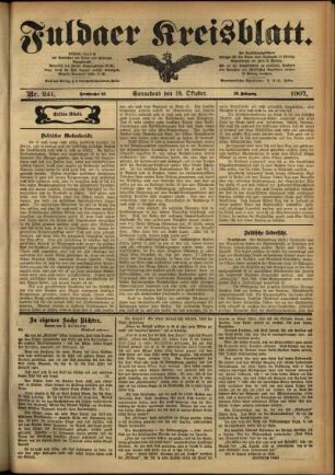Erste Ausgabe vom Samstag, den 19. Oktober 1907.