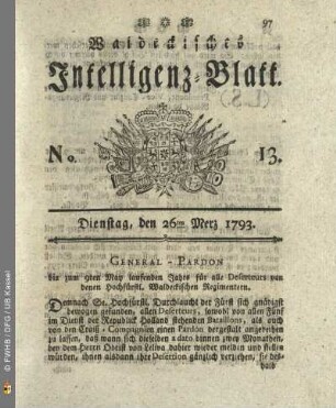 No. 13. Dienstag, den 26ten Merz 1793
