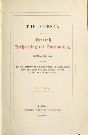 The journal of the British Archaeological Association. 45. 1889