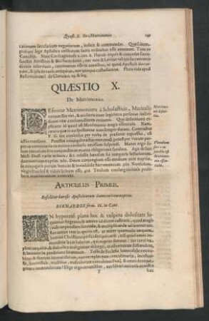 Quaestio X. De Matrimonio.
