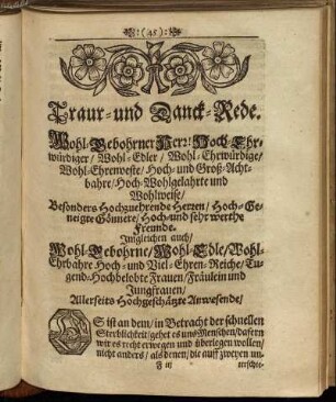 Traur- und Danck-Rede.