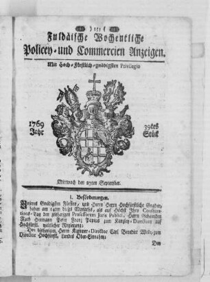 39tes Stück, Ausgabe vom 27. September 1769