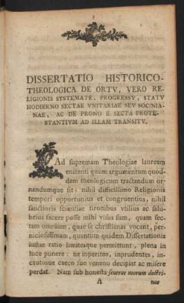 Dissertatio Historico-Theologica De Ortu, ...