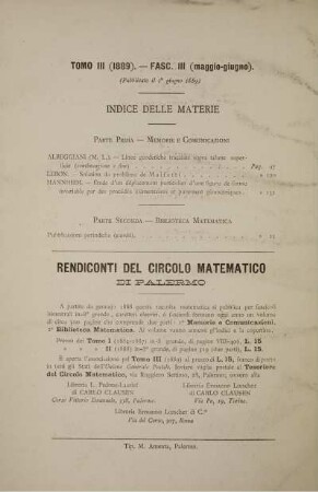 Indice delle materie.