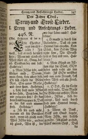 Der Achte Theil, Creutz- und Trost-Lieder.