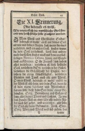Die XI. Erinnerung, [...]. - Die XX. Erinnerung, [...].