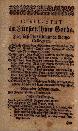 Civil-Etat im Fürstenthum Gotha