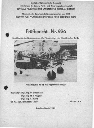 Applikationsanlage zum Hubschrauber Ka-26