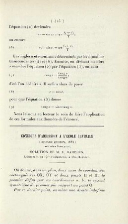 Concours d´admission a l´ecole centrale.