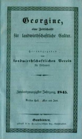 Zweiundzwanzigster Jahrgang, 1845. Drittes Heft. Mai und Juni.