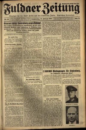 Erste Ausgabe vom Donnerstag, den 25. Februar 1932.