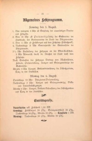 Allgemeines Festprogramm.