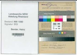 Entnazifizierung Heinz Bender , geb. 31.05.1921 (Lehrer)