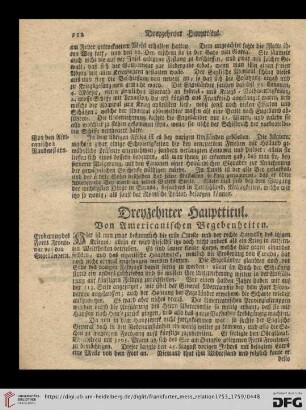 Dreyzehnter Haupttitul: Von Americanischen Begebenheiten