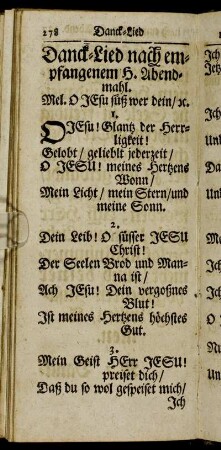 Danck-Lied nach empfangenem H. Abendmahl