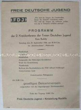 Programm der 2. Kreiskonferenz der FDJ, Kreis Rochlitz
