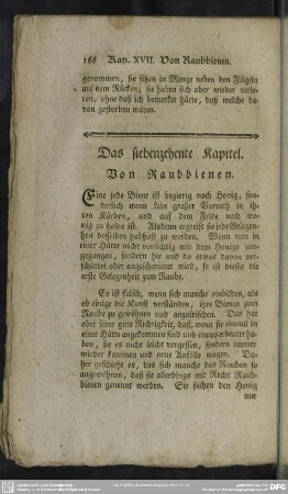 Das siebenzehente Kapitel. Von Raubbienen