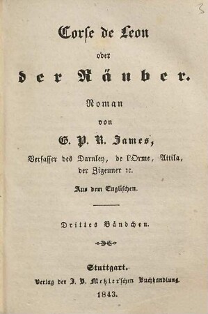 G. P. R. James' Romane, 73. Corse de Leon oder der Räuber ; 3