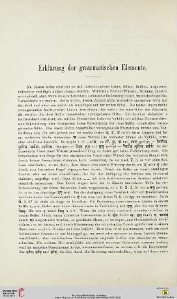 Erklärung der grammatischen Elemente