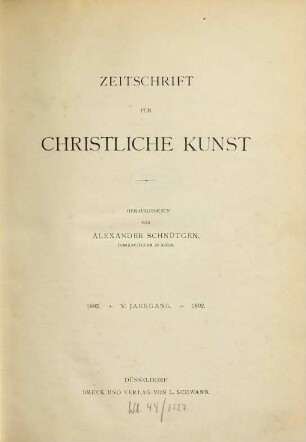 Zeitschrift für christliche Kunst. 5, 5. 1892