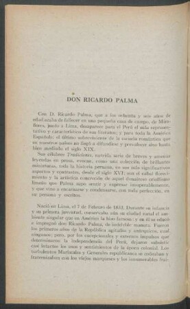 Don Ricardo Palma