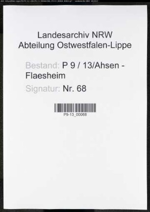Sterberegister Standesamt Ahsen-Flaesheim