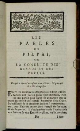 [Les Fables de Pilpai.]