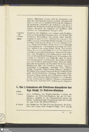 C. Die 2. Eskadron als Divisions-Kavallerie der Kgl. Sächs 23. Reserve-Division