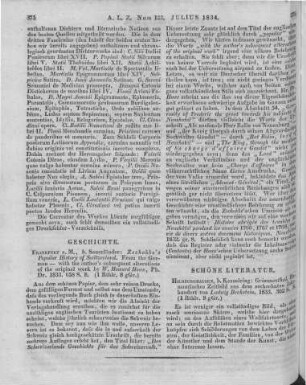 Howe, H.: Zschokke's Popular History of Switzerland. Frankfurt a. M.: Sauerländer 1833