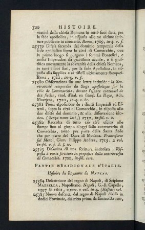 500-518, Partie Méridionale d´Italie