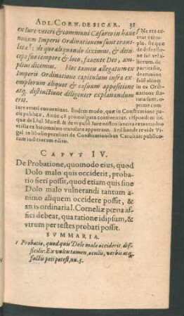 Caput IV. De Probatione, quomodo eius, quod Dolo malo quis occiderit, probatio fieri possit ...