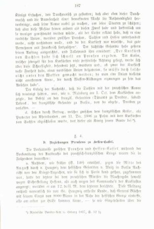 D. Beziehungen Preußens zu Hessen-Cassel.