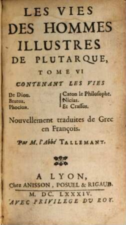 Les vies des hommes illustres, 6