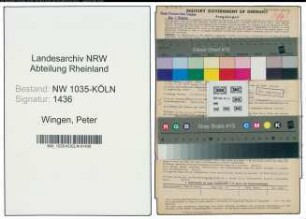 Entnazifizierung Peter Wingen , geb. 02.06.1886 (Kaufmaennischer Angestellter)