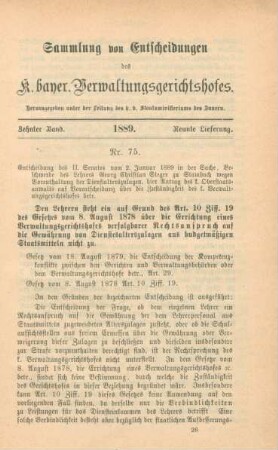 Zehnter Band. 1889. Neunte Lieferung. - Nr. 75. - Nr. 85.
