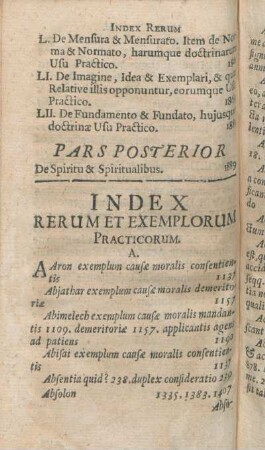 Index Rerum Et Exemplorum Practicorum.