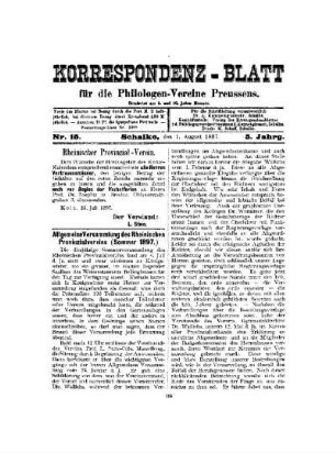 Allgemeine Versammlung des Rheinischen Provinzialvereins (Sommer 1897)