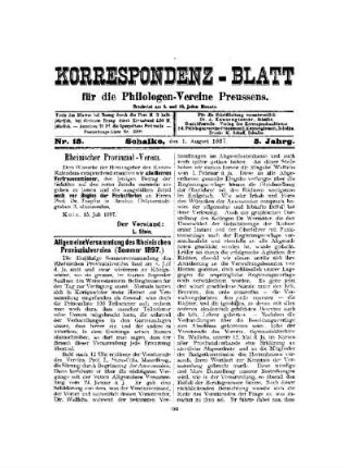 Allgemeine Versammlung des Rheinischen Provinzialvereins (Sommer 1897)