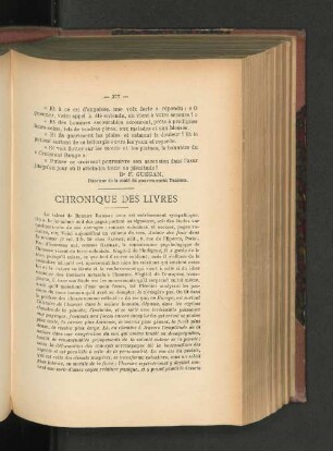 Chronique des Livres.